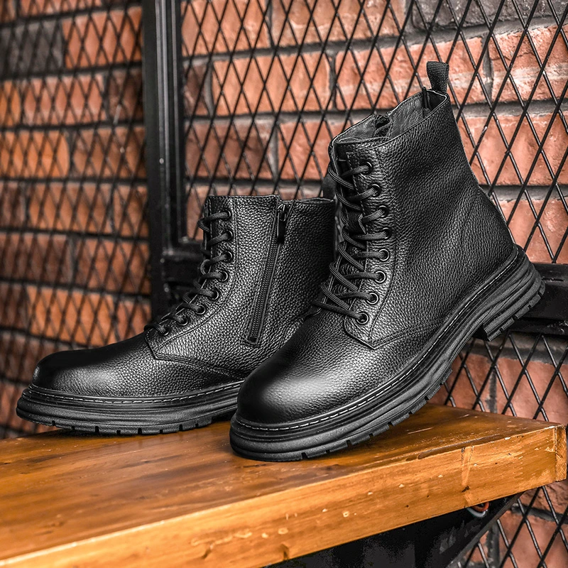 【德赛】低帮英伦时尚靴子正装马丁靴商务舒适软底潮鞋英伦风高帮靴