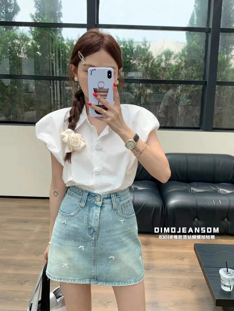 【8301】DIMO 蝴蝶结 设计感 夏季休闲牛仔短裙【D7-3】