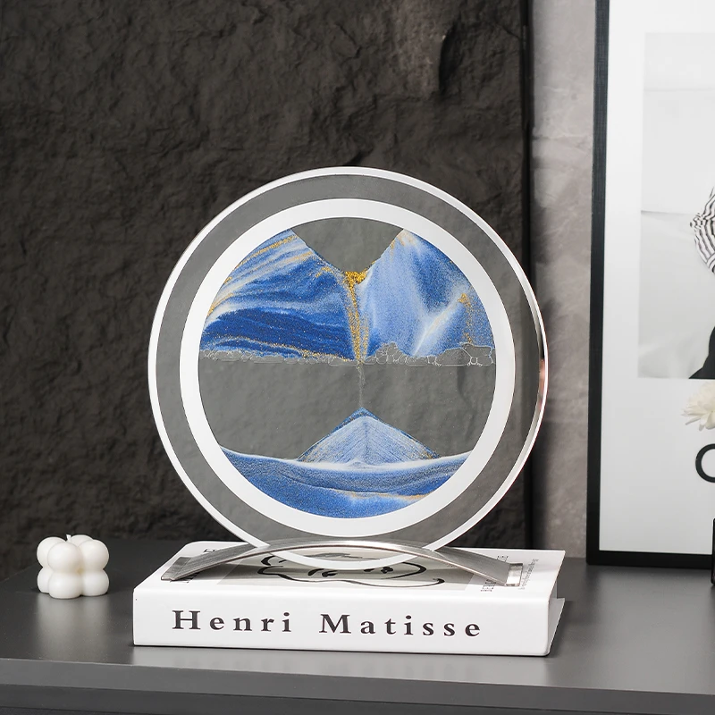 创意网红动景艺术镜面流沙画摆件简约抽象装饰品客厅玄关沙漏礼品