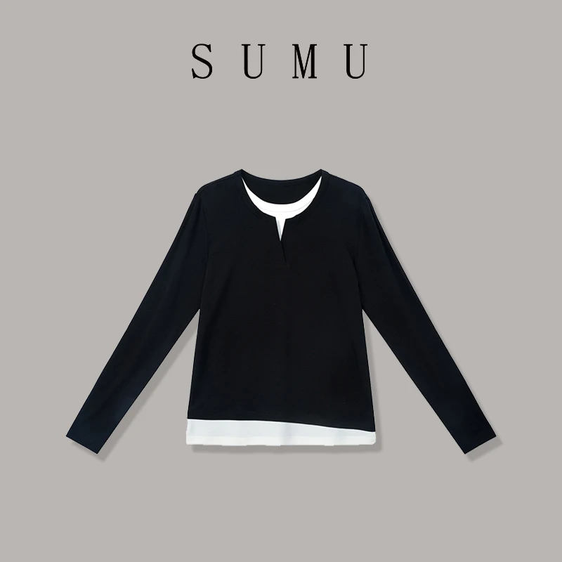宿慕SUMU 女款T恤 8-16 秋款2024新款时尚百搭简约T恤长袖85139