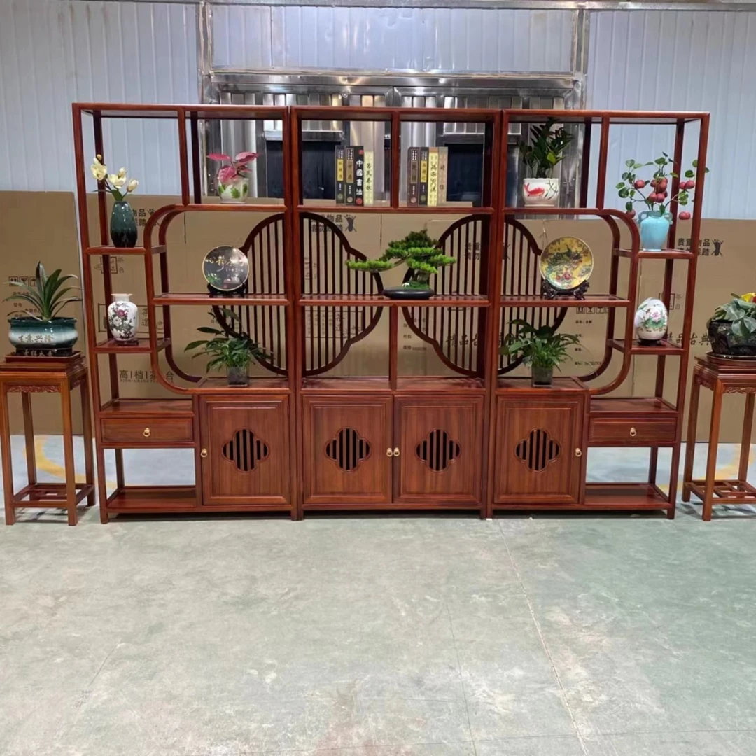 新款新中式万事如意梅花博古架榫卯储物置物架客厅新奇家用好物