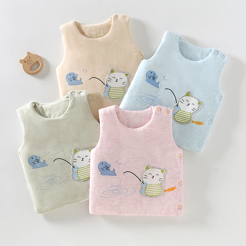 宝宝夹棉马甲新生儿婴儿背心秋冬季加厚保暖坎肩儿童马夹外穿无袖