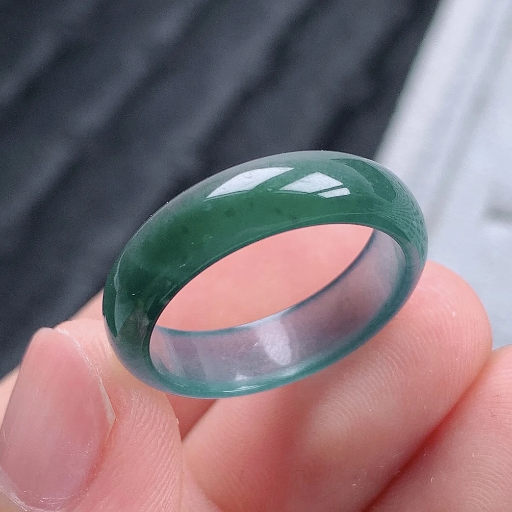 天然翡翠A货老坑种半山水天空蓝翡翠戒指指环20号圈口内径19mm&87