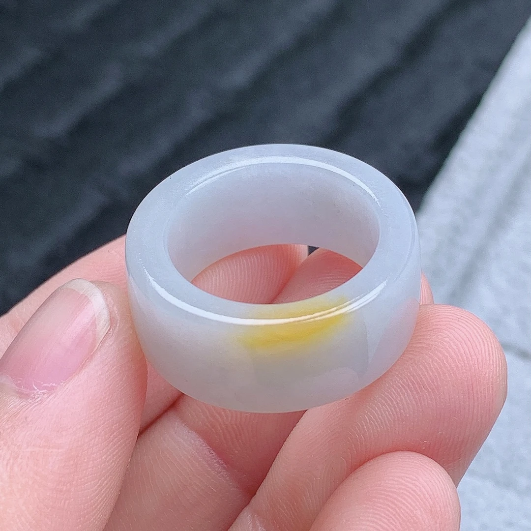 天然翡翠A货老坑种水润飘黄翡方戒戒指指环18号圈口内径18.3mm#1S