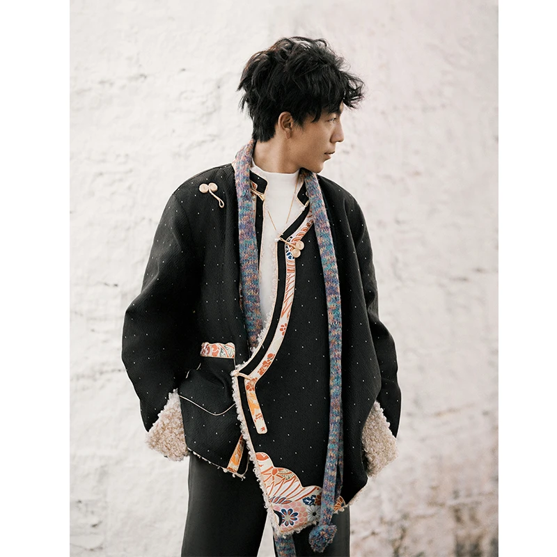 复古藏服外套秋冬新品男装 华丽藏装藏式棉服 袄子冬