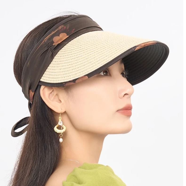 100分桑蚕丝春季新款遮阳帽香云纱草帽户外休闲百搭防紫外线