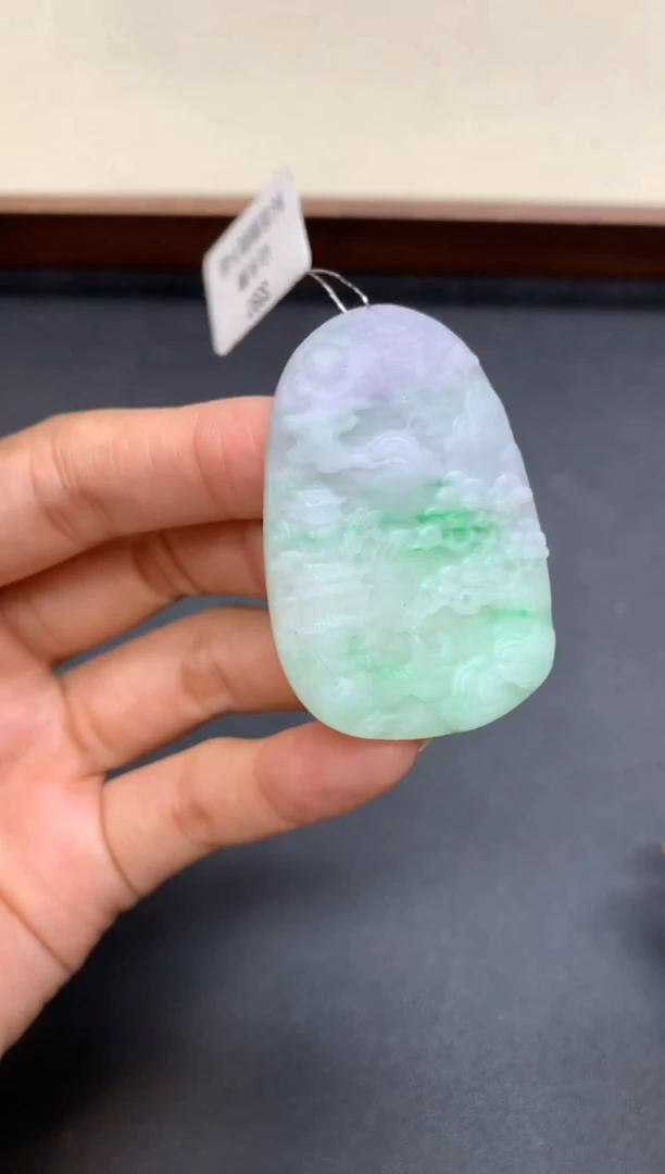 【闪购商品】定制翡翠未镶嵌山水牌【无鉴赏确认抛光不退换】