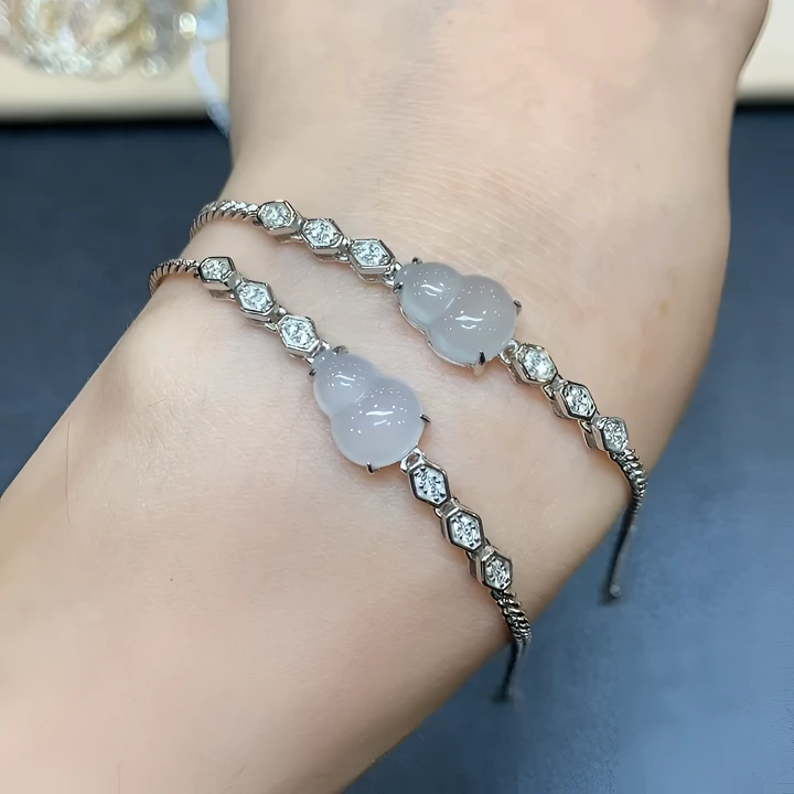 四会-（SH-22-1）葫芦手链-s925银镶葫芦翡翠手链多样性发其一