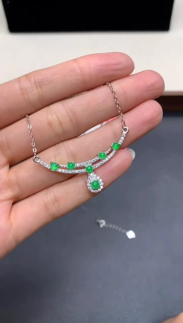 【闪购商品】翡翠项链银S925镶嵌蛋面【多样性发其一】