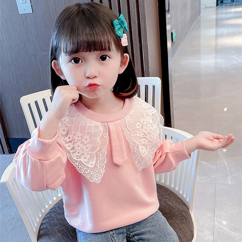 【洋溢】女童花边卫衣秋冬装2023新款洋气小童T恤女宝宝春秋冬JC06