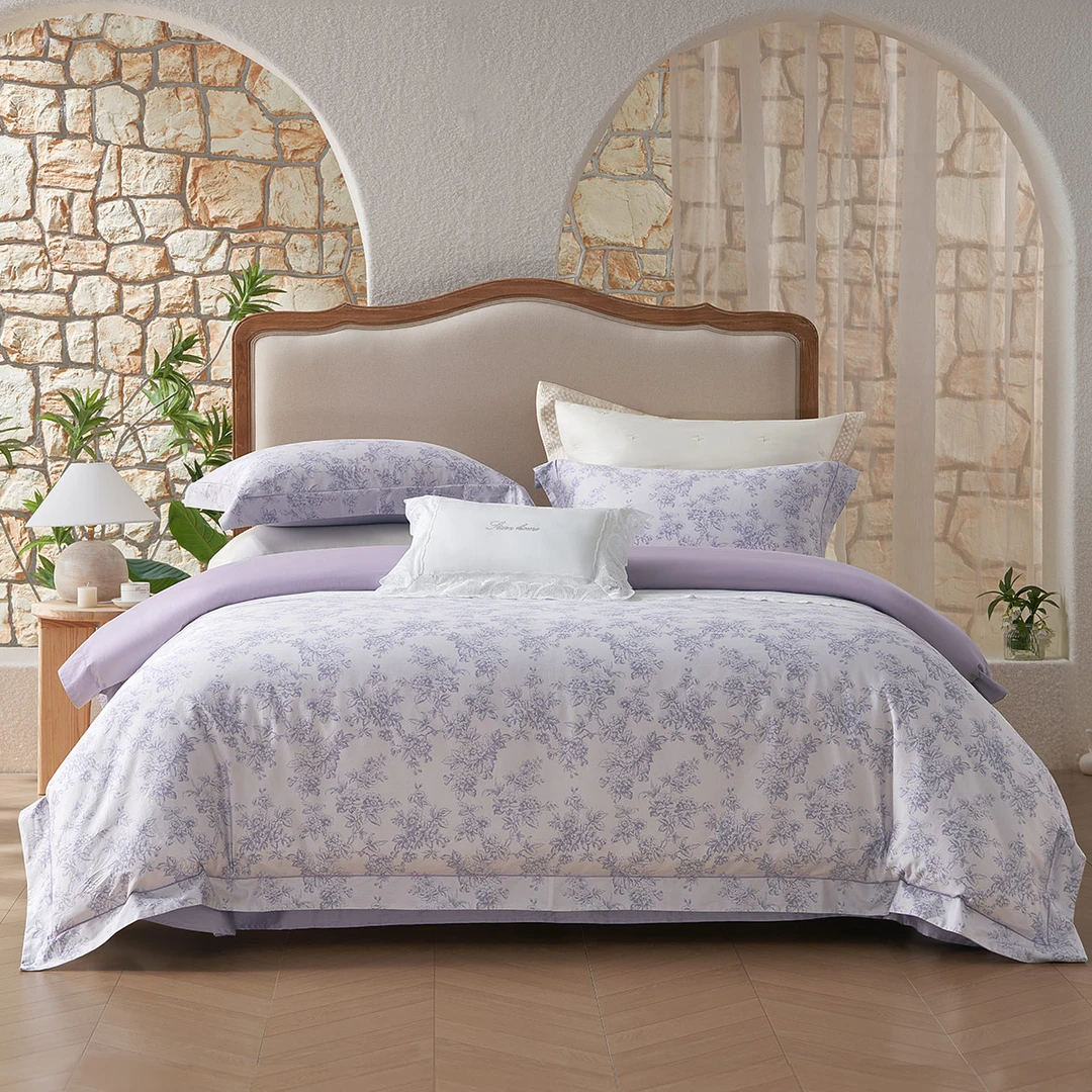 水星家纺60支长绒棉套件全棉纯棉清凉夏季床上四件套床上用品严选