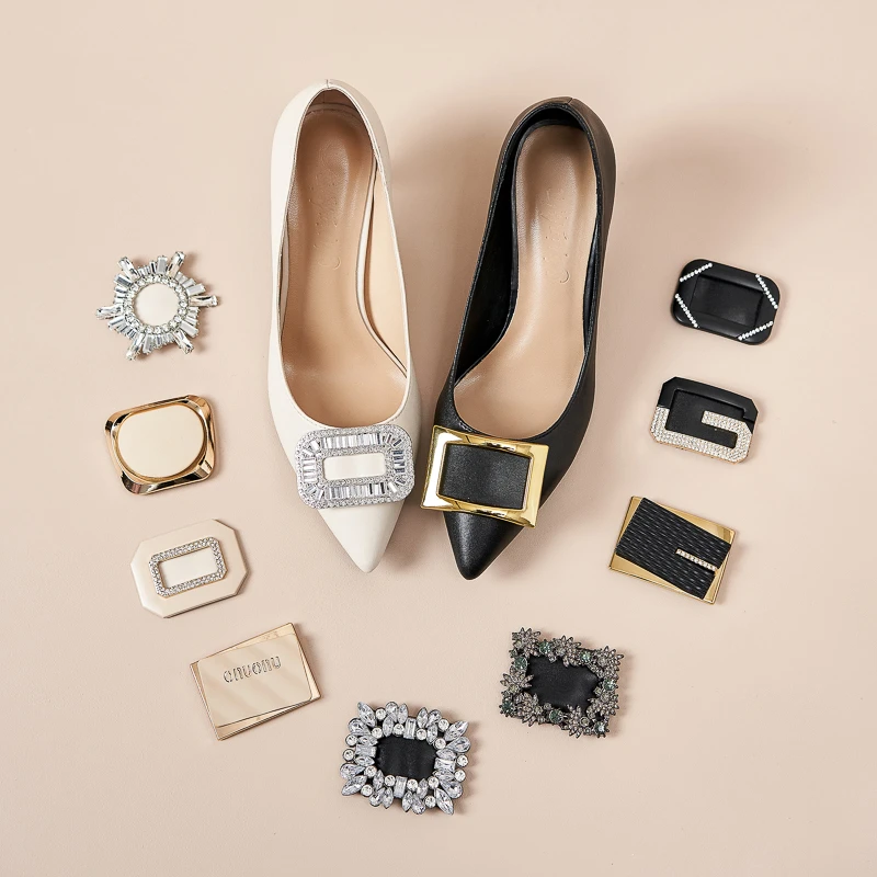 一鞋多穿rv水钻高跟鞋小码aw法式真皮职业单鞋低跟大码女鞋41一43