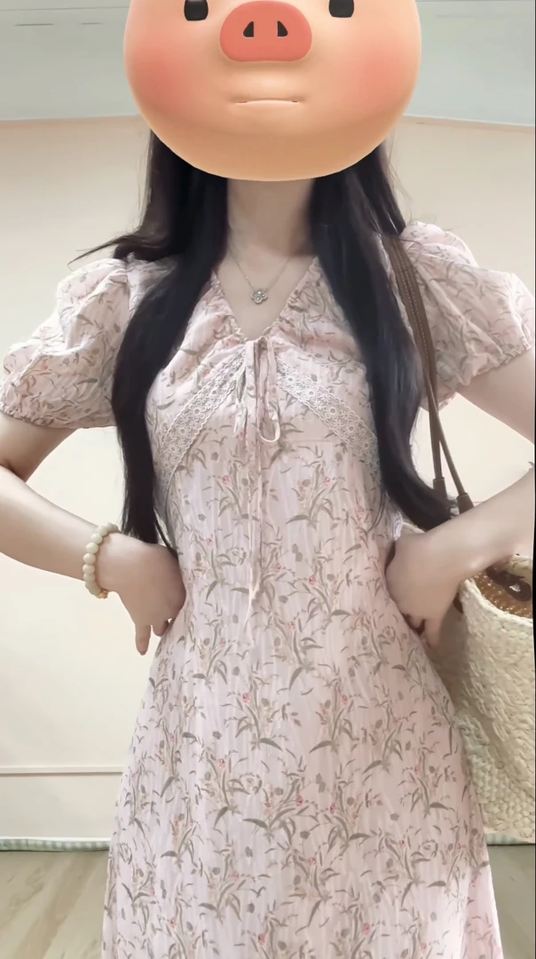 高个子定制碎花法式时尚蕾丝夏季显瘦气质甜美女装连衣裙