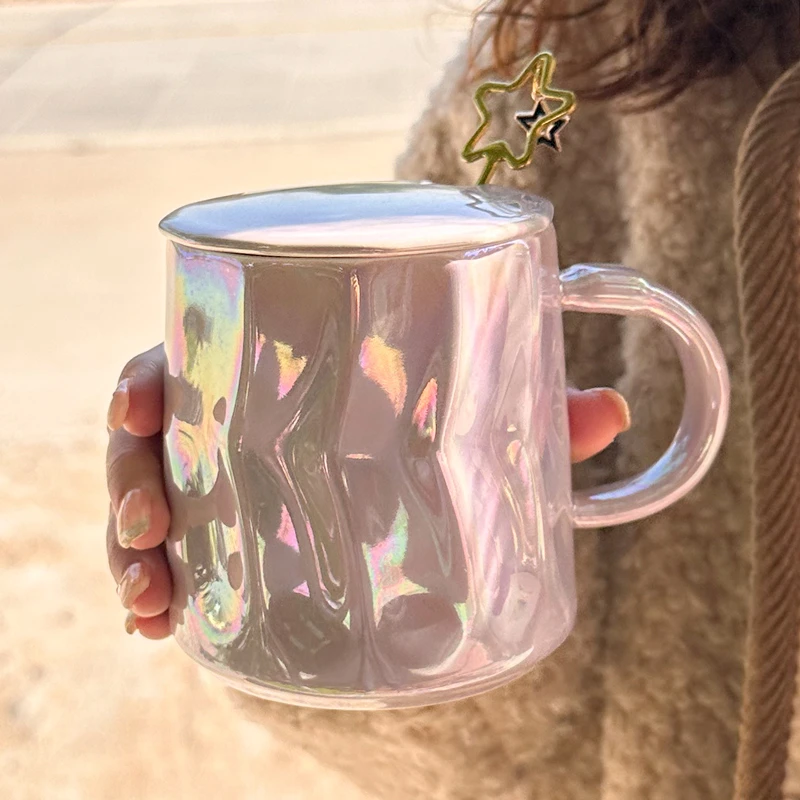 炫彩杯子马克杯带盖勺高颜值女士新款2023北欧ins风陶瓷咖啡水杯