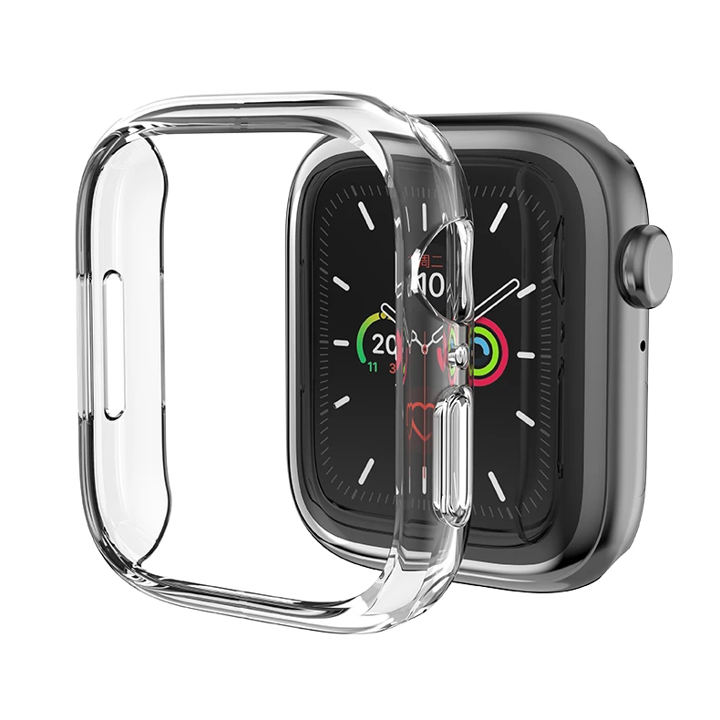适用苹果材质壳45mm透明半包镂空AppleWatchs9硅胶曲面壳41mm软壳
