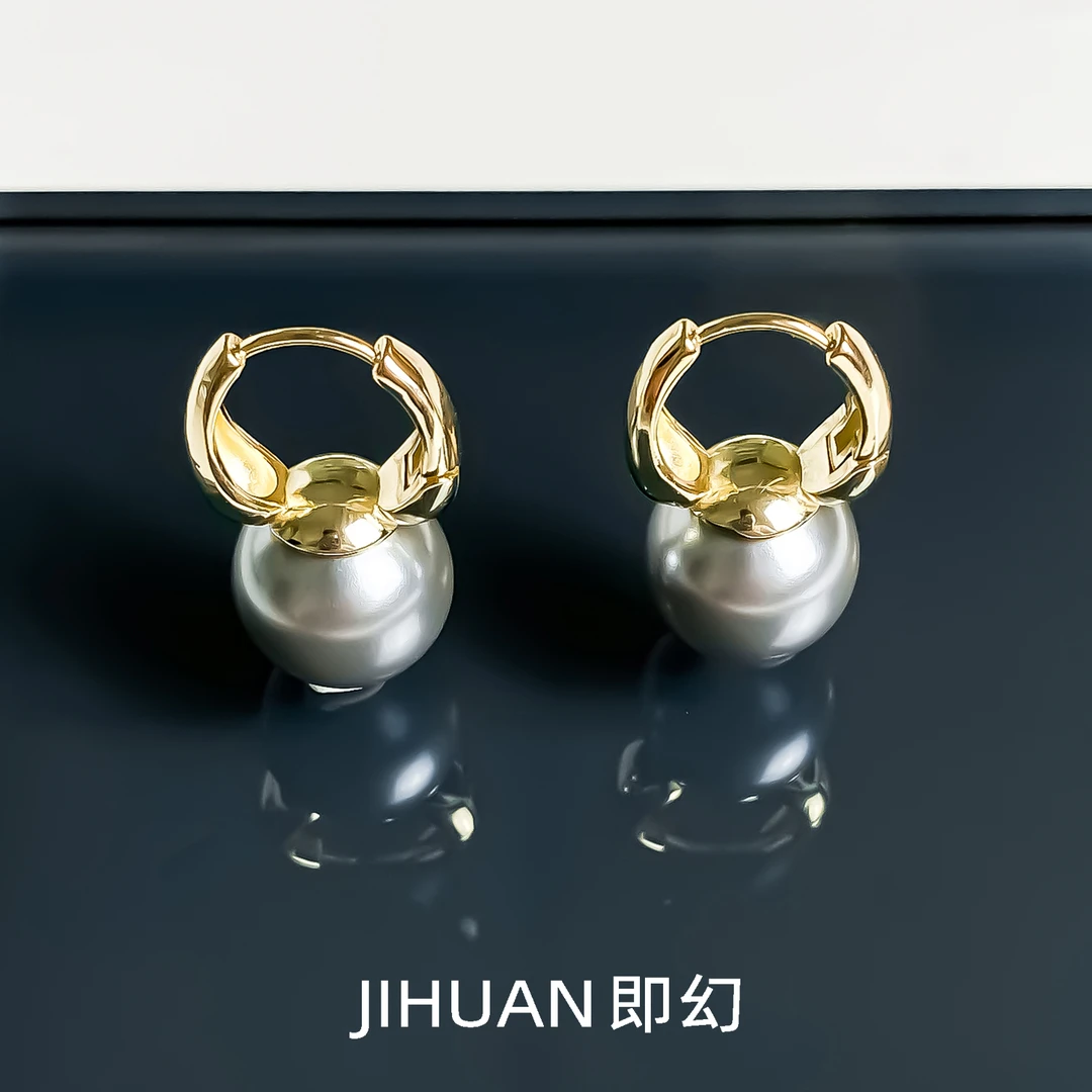 即幻 铜合金耳饰 法式气质轻奢时尚百搭古风小众灰色耳环 ZX-7725