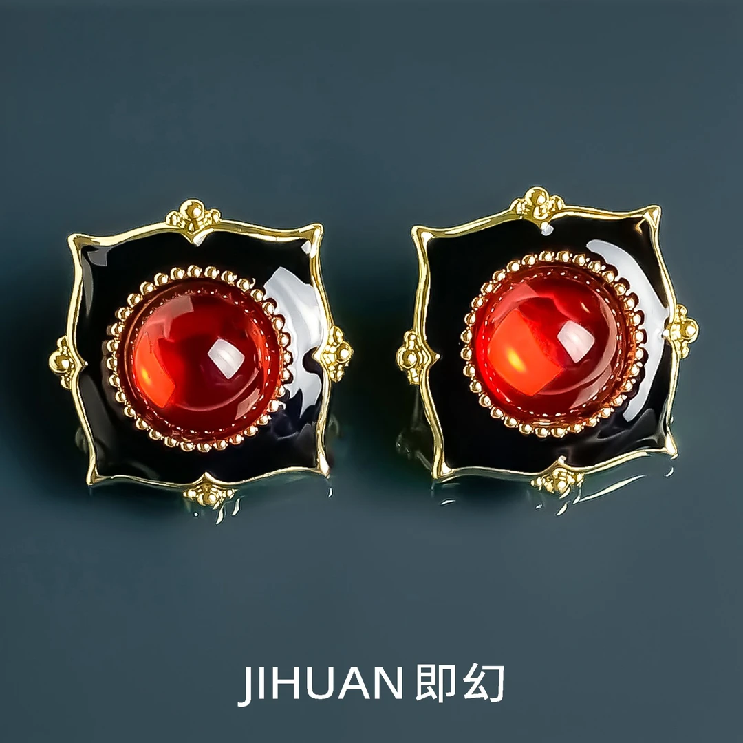 铜合金耳饰 ♦法式中古N2 法式轻奢耳钉 时尚高端独特耳环J-7423