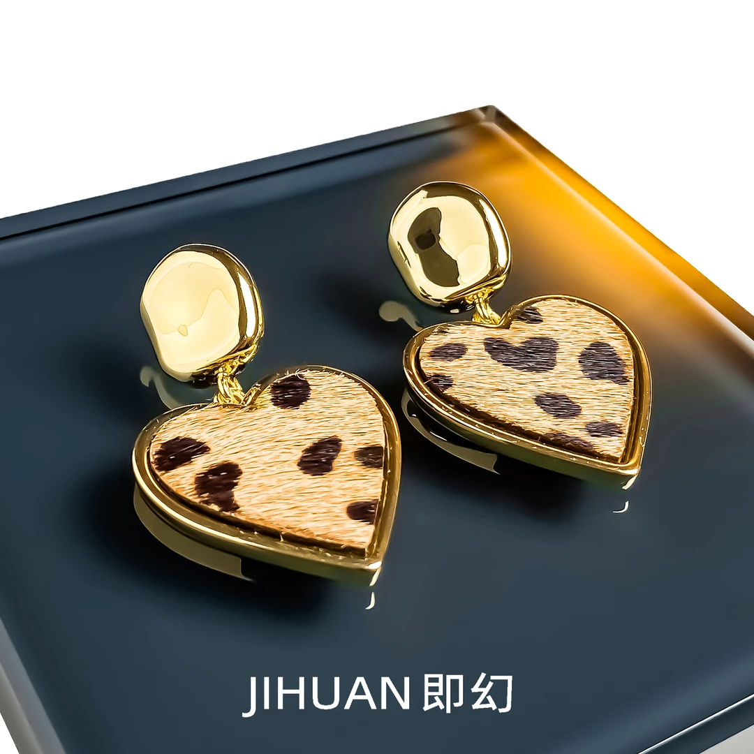 铜合金耳饰  欧美大气豹纹时尚气质复古轻奢百搭耳环S-9095