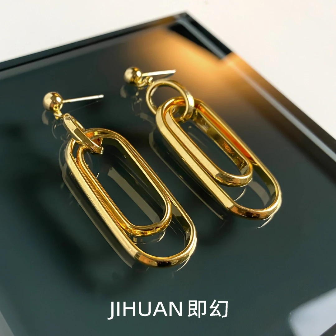 即幻 铜合金耳饰 ♦解构主义F7  法式简约冷淡风轻奢耳环 J-6707