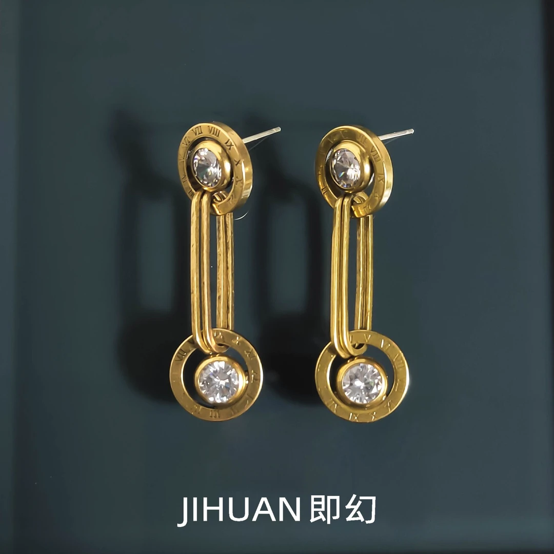 即幻 铜合金仿水晶耳饰 ♦爱尚巴黎J  法式轻奢黄铜耳环 F-6193
