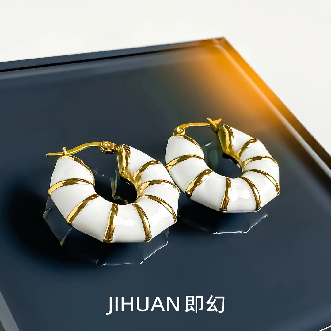 即幻 铜合金耳饰 白色中古小众轻奢耳环百搭气质独特耳饰 B-7947