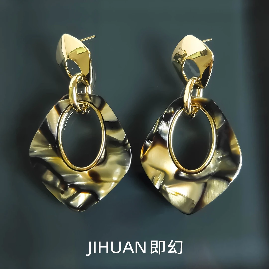即幻 铜合金耳饰 ♦时尚风潮M2 斑彩流沙吊坠耳环 S-6376