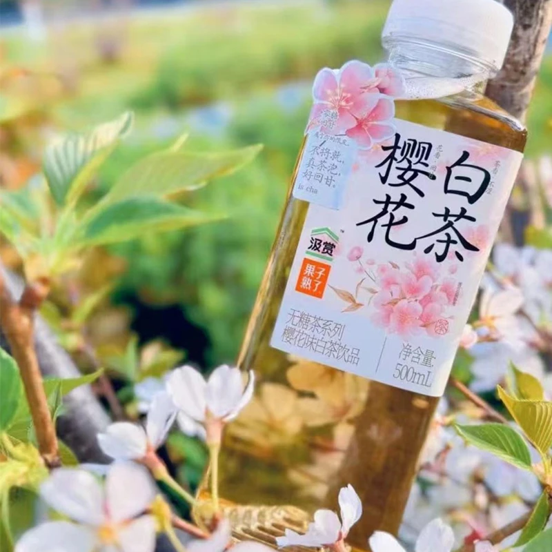 果子熟了樱花季限量白茶饮品500ml*10瓶饮料樱花白茶无糖茶饮料