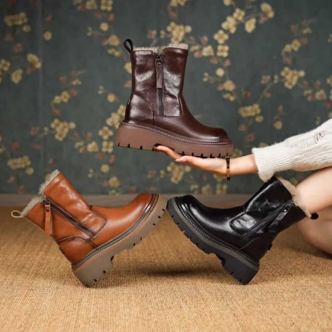 【星仔专属】2024冬季新款英伦风厚底增高马丁靴23199