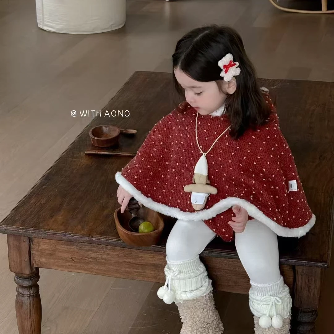 AONO韩式小雪花套装斗篷+包屁女童女宝韩版秋冬