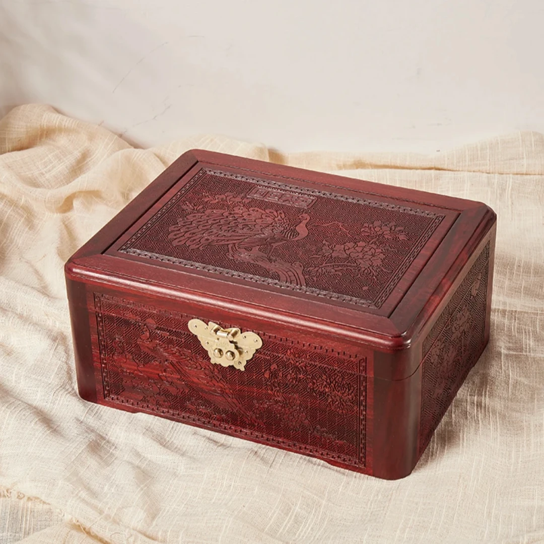 木木甄选赞比亚紫檀国色天香古风精致饰品盒戒指收纳首饰盒嫁妆盒