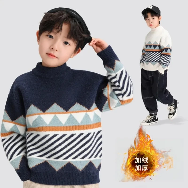 童装男童毛衣儿童加绒加厚新款针织衫秋冬款保暖洋气冬装23367