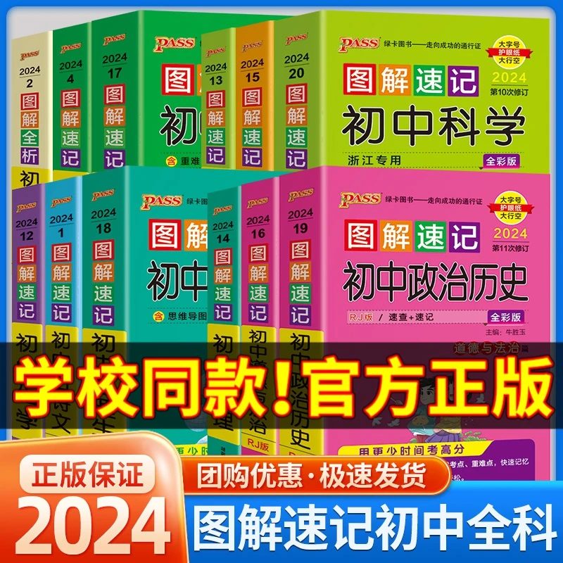 图解速记初中科学语文数学英语物理化学生物地理历史政治文言文