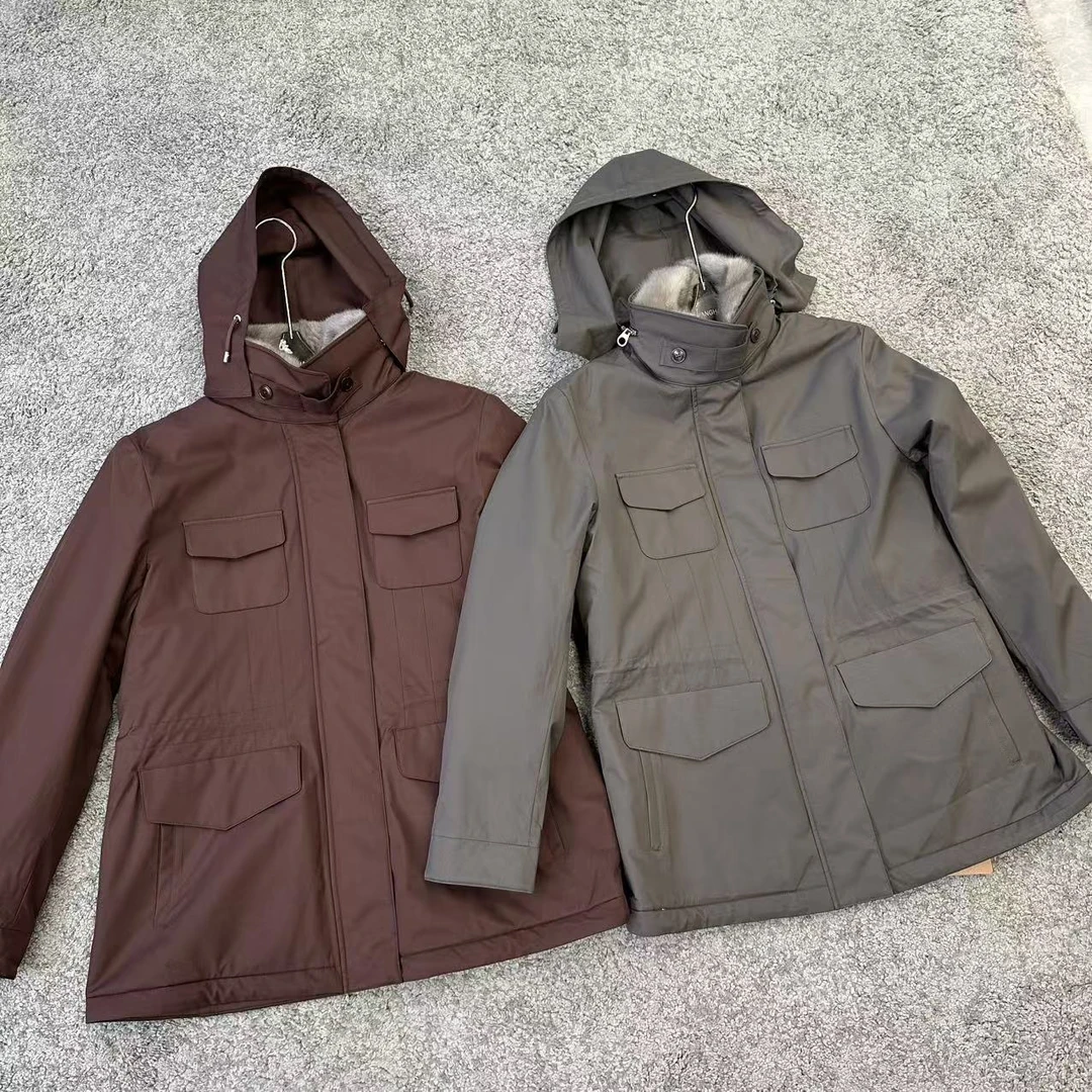 秋冬新款可拆卸水雕领毛派克服夹克风衣外套