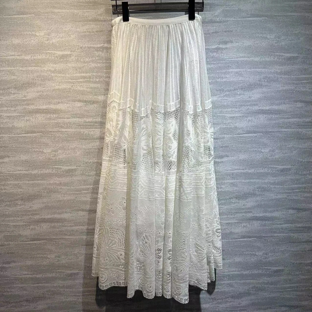 白色时尚蕾丝绣花纱裙