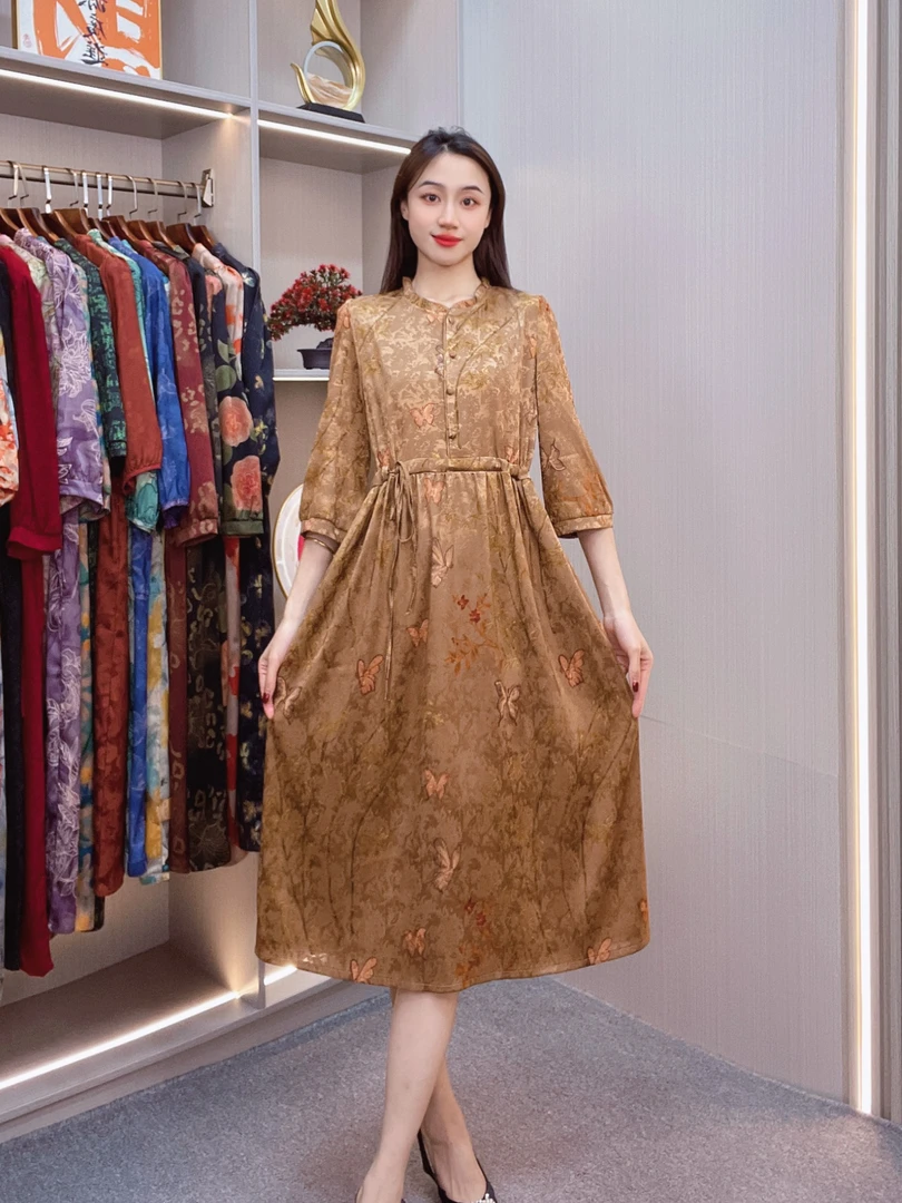 妈妈装连衣裙时尚气质贵气女装【金竹金蝶】Xc