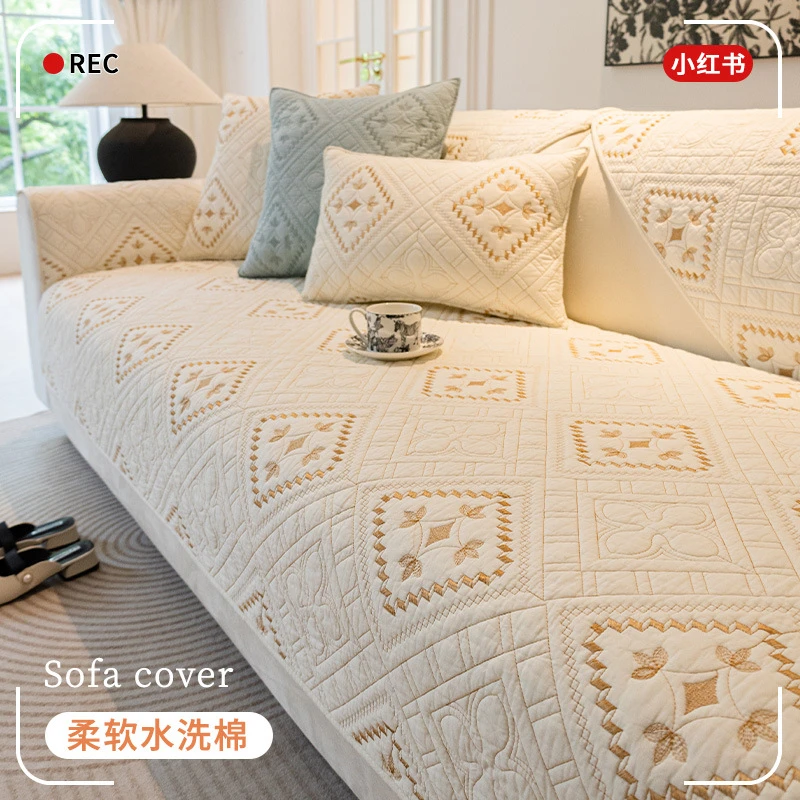 新款沙发垫水洗纯棉四季通用中式简约防滑坐垫盖布全棉套罩巾固定