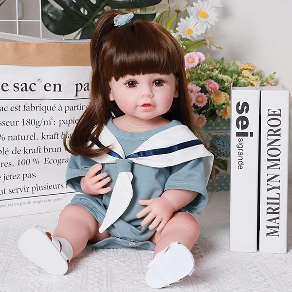 ANTBOAT朵朵 55-60cm左右3D高彩全胶水洗吃手指微笑重生娃娃玩具