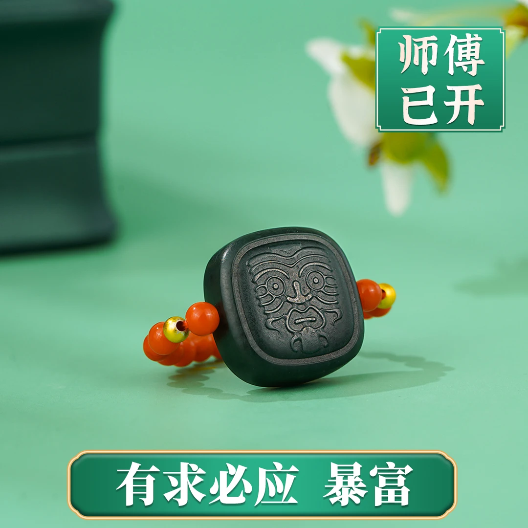 【典藏回归】和田玉塔青扎基拉姆南红戒指祈福有求必应时来运转天然