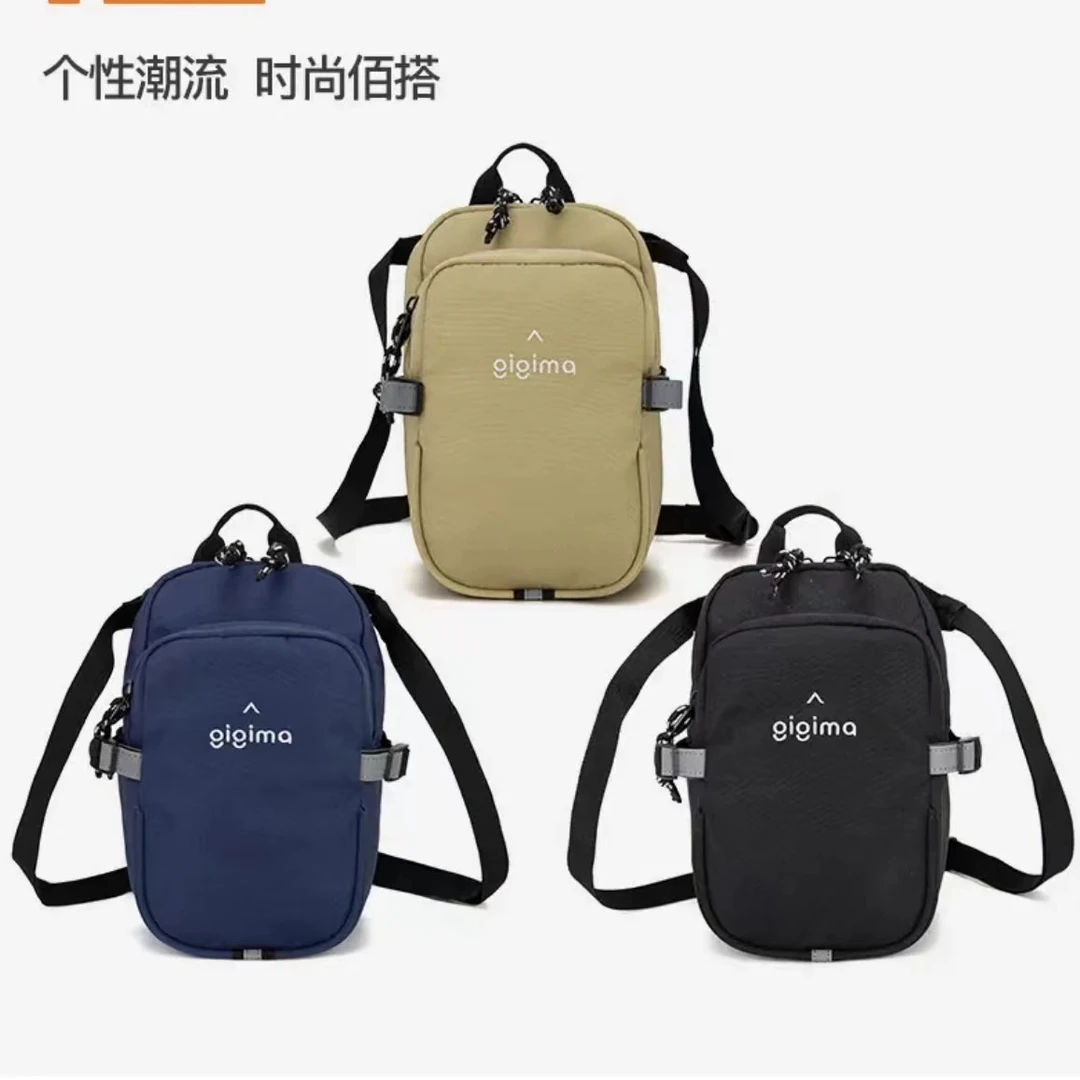 GIGIMA日系男士帆布斜跨包手机包潮流多功能百搭