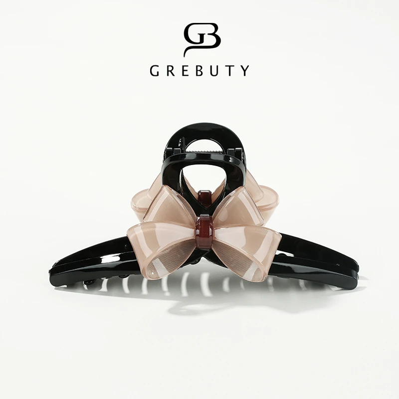 GREBUTY 4273 新品浅咖色蝴蝶结抓夹