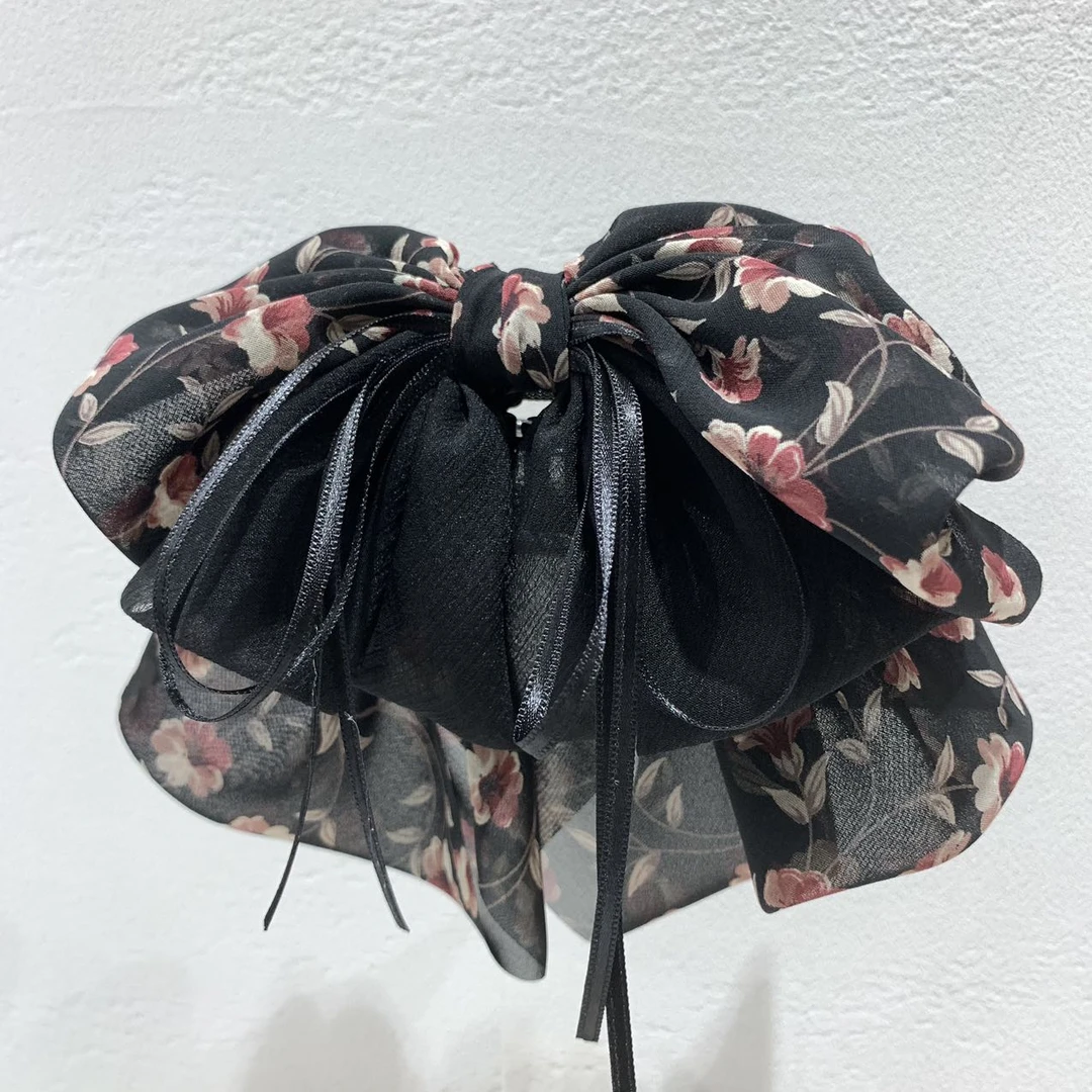 GREBUTY 4822 韩系优雅花花多层蝴蝶结抓夹