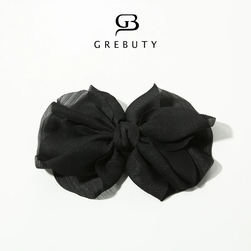 GREBUTY 3922 新品红色花苞蝴蝶结弹簧夹