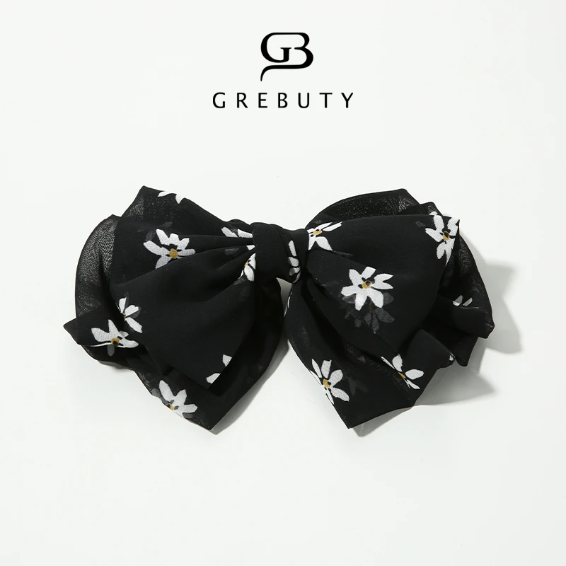 GREBUTY 非金属布艺发饰 4127 新品【小雏菊】多层蝴蝶结弹簧夹