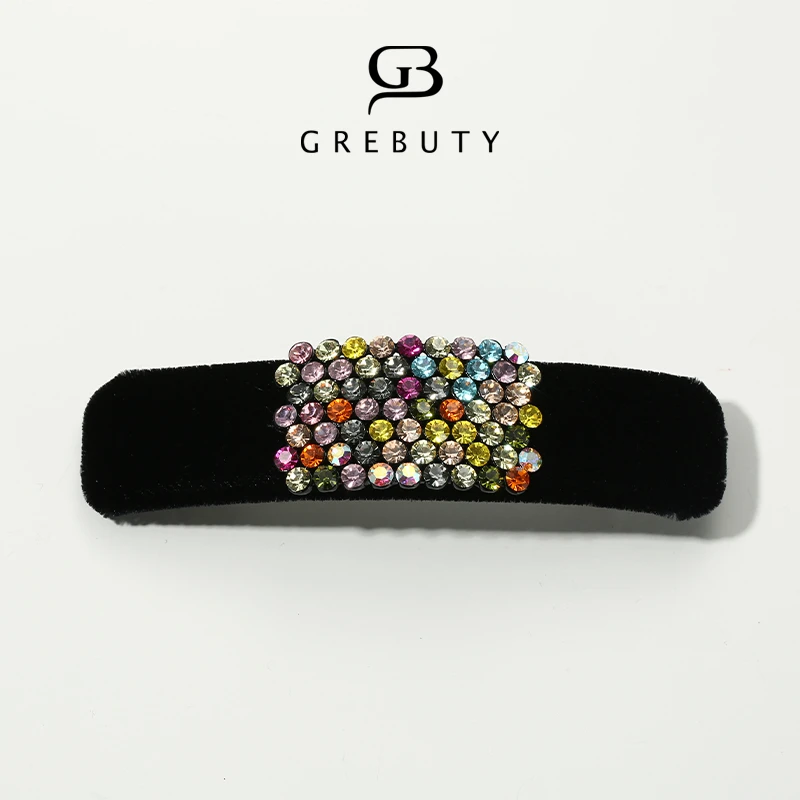 GREBUTY 非金属亚克力发饰 4622 气质轻奢复古锆石闪闪弹簧夹