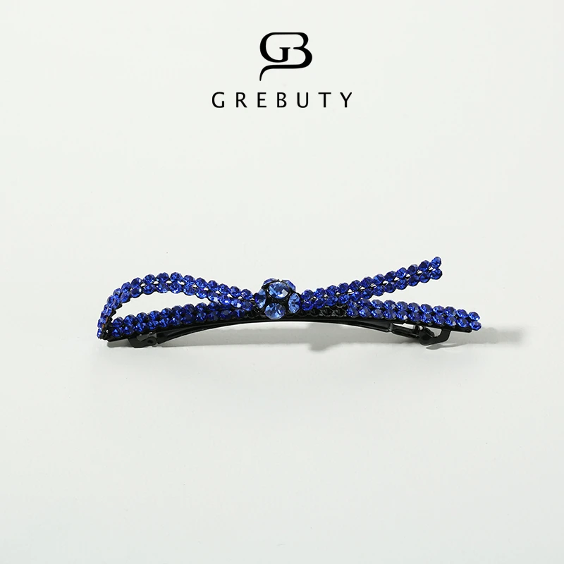 GREBUTY 1932 新品蓝色闪闪蝴蝶结弹簧夹