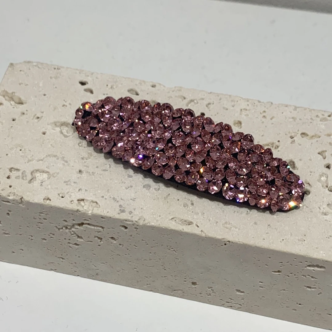 GREBUTY 5199 新品轻奢时尚粉色满钻锆石BB夹