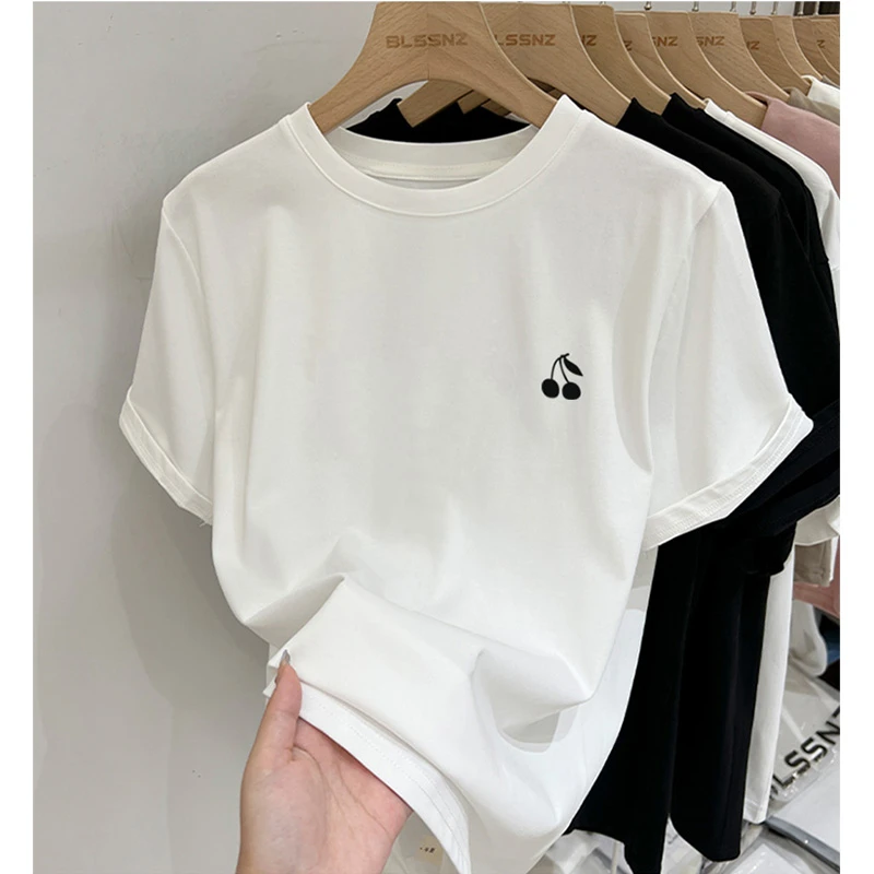 正肩短袖t恤女2024新款时尚百搭洋气白色显瘦上衣薄款打底衫夏季