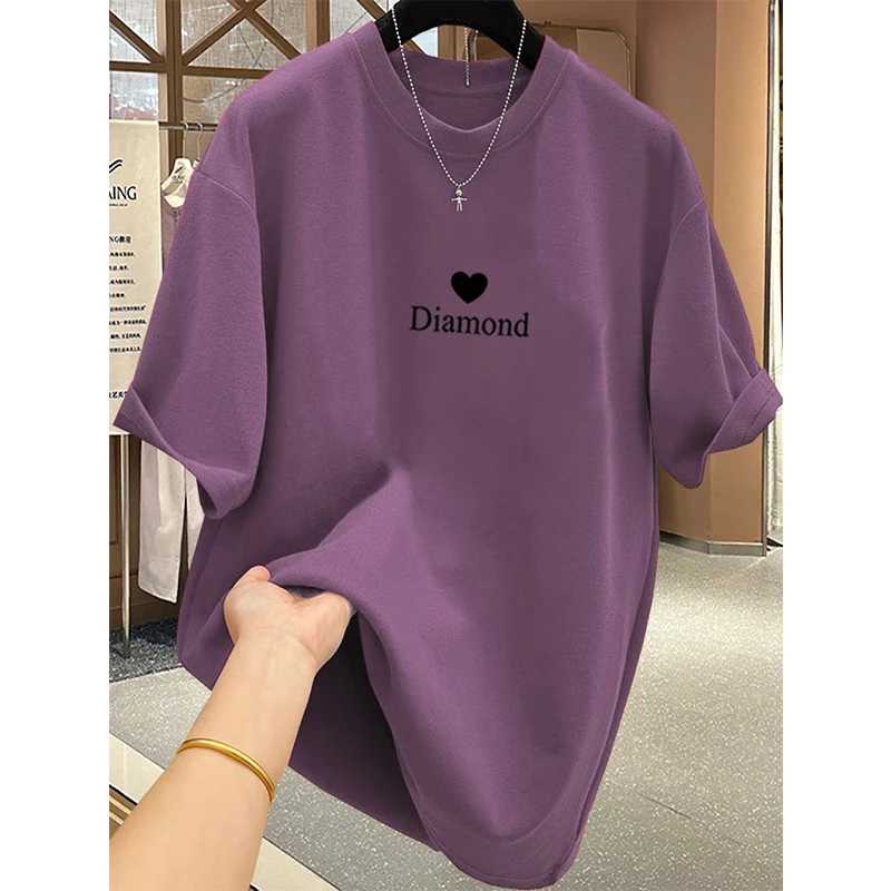 2025新款磨毛短袖t恤女中长款大码遮屁股上衣加厚配鲨鱼裤打底衫