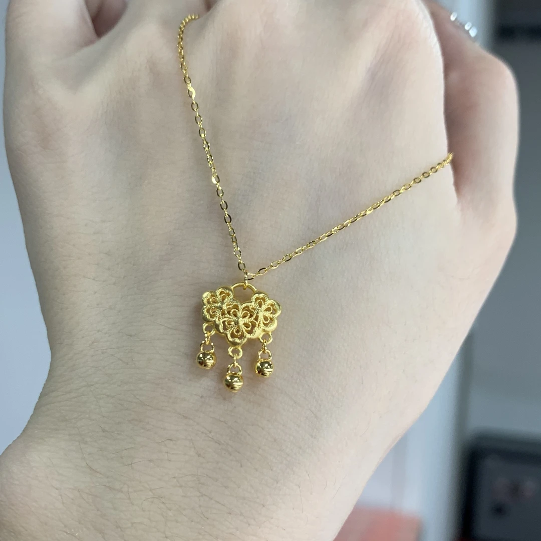 足金999 三个小锁套链 厂家直销