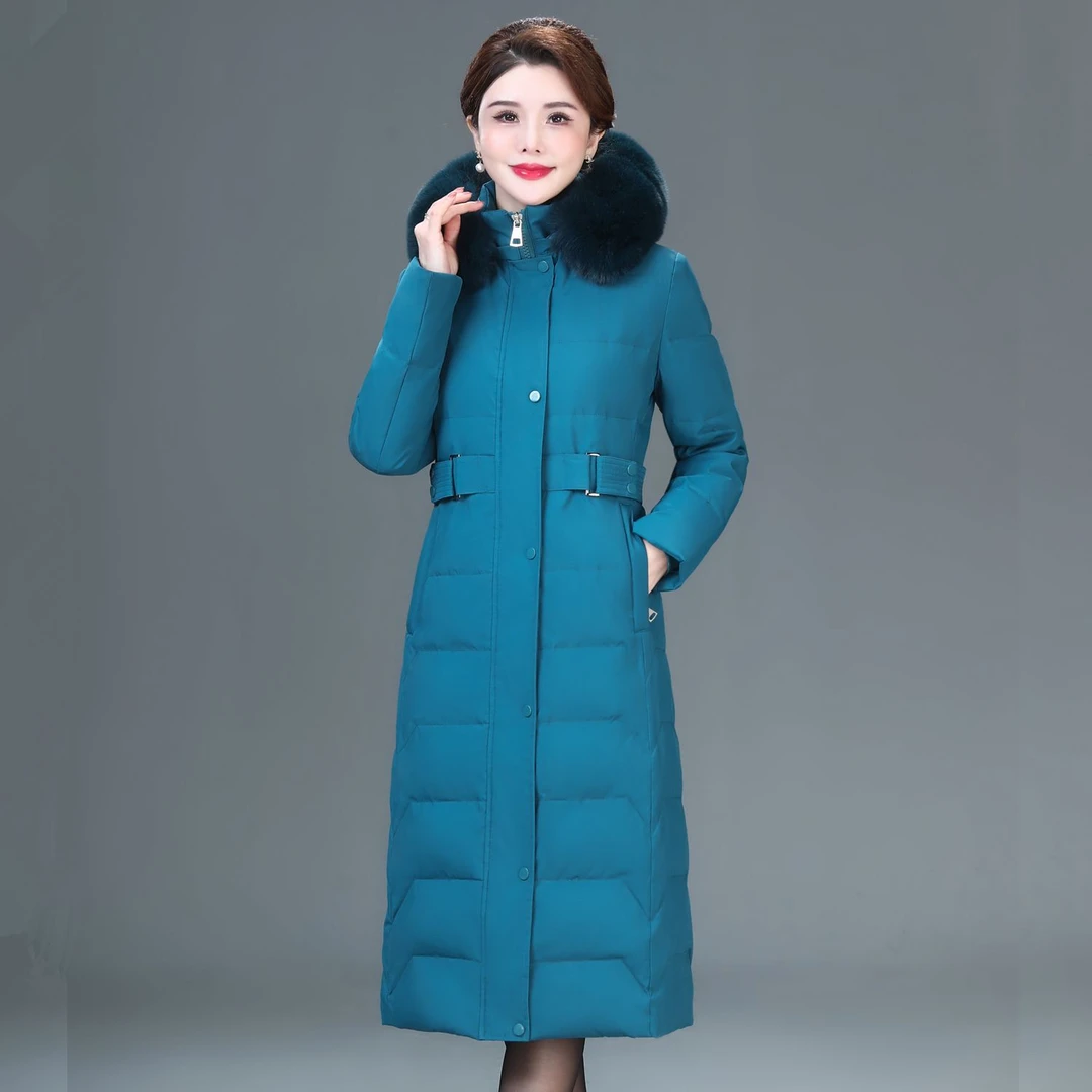 雪中飞长款羽绒服修身立领大毛领洋气最新款气质厚